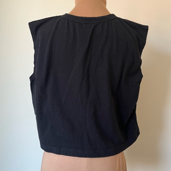 Leset Margo Black Sleeveless Cotton Cropped Crew Neck Tank Top EUC Size M - Picture 6 of 11